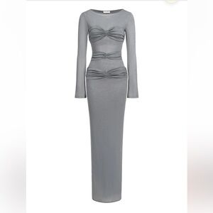 Chic Long Sleeve Gray Sparkle Dress